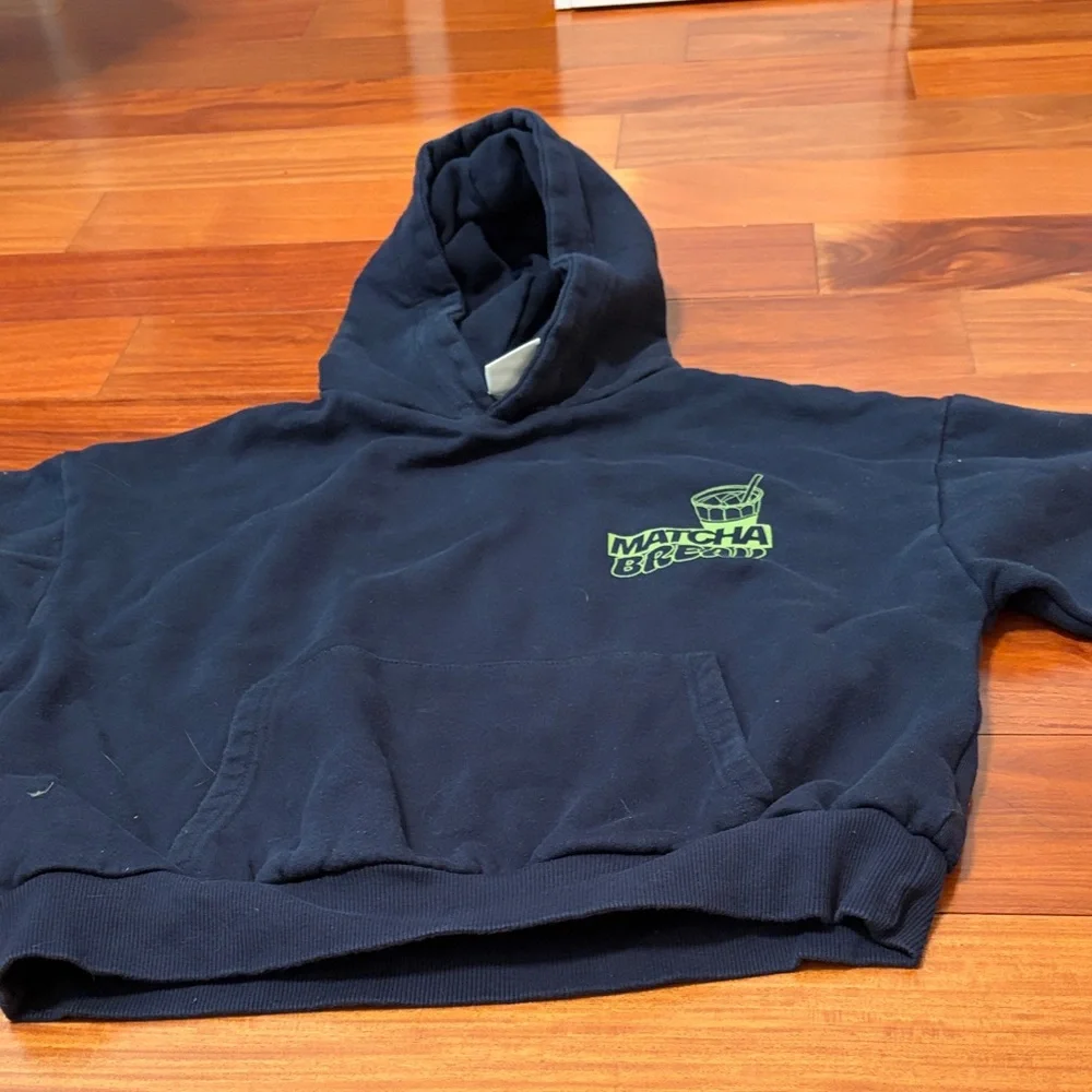 Match Navy Hoodie with Green Logo - Picture 4 of 4
